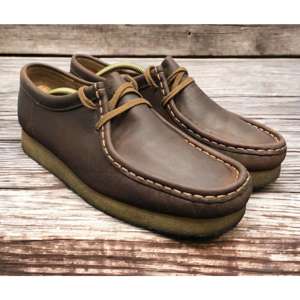 Clarks Wallabee Brown Leather Boots Beeswax 26103610 Womens Size 10 Fast Ship